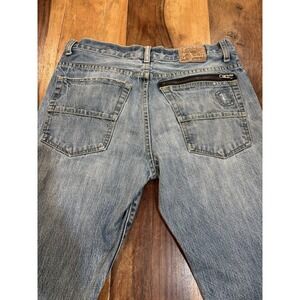 Vintage Y2K Aeropostale Mens 38x32 Distressed Essex Straight Wide Leg Jeans Blue